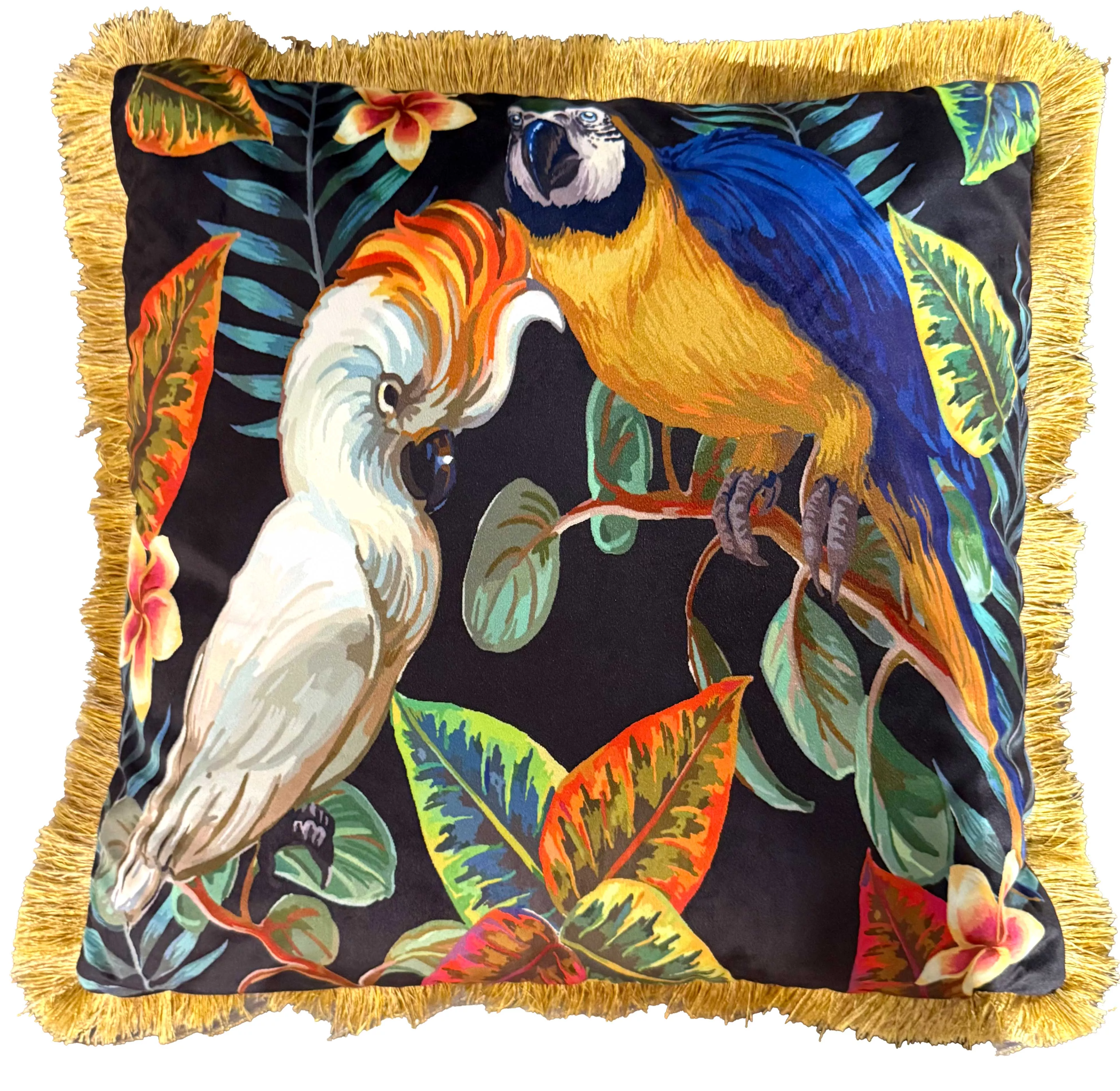Cushion with fringes Ararauna Blue 45x45