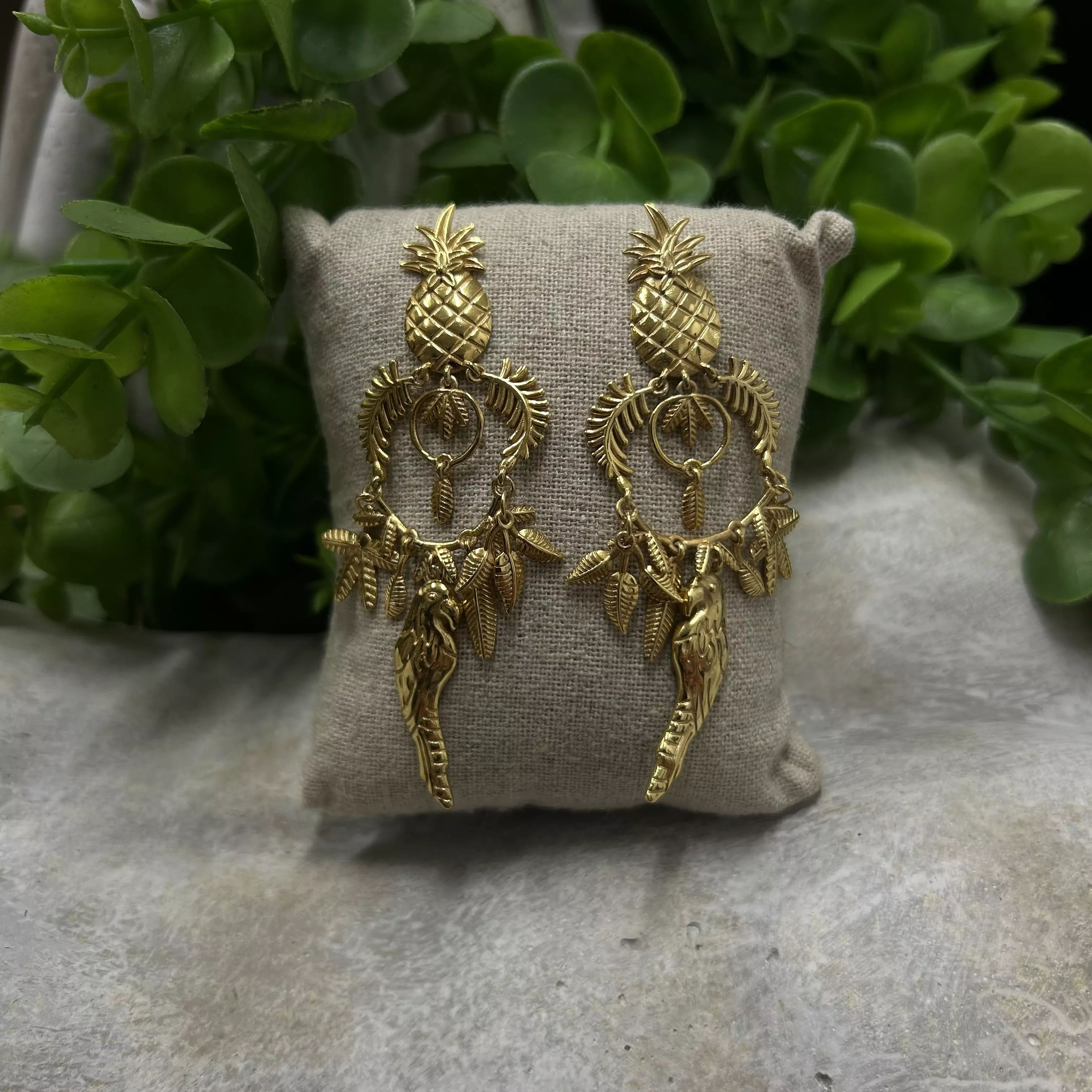 „Tropische“ Ohrhänger – vergoldet