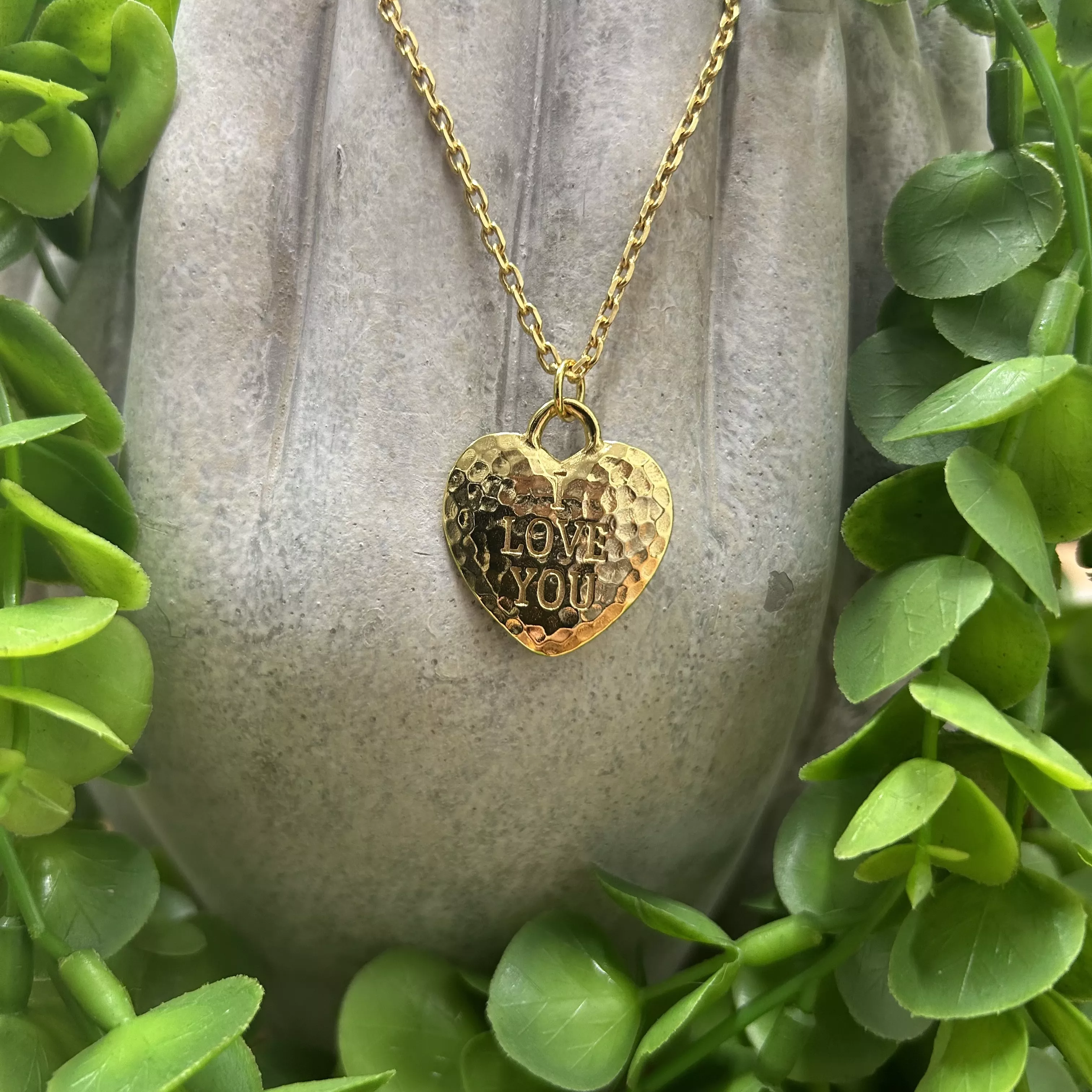 Herzanhänger „Ich liebe dich“ – vergoldet