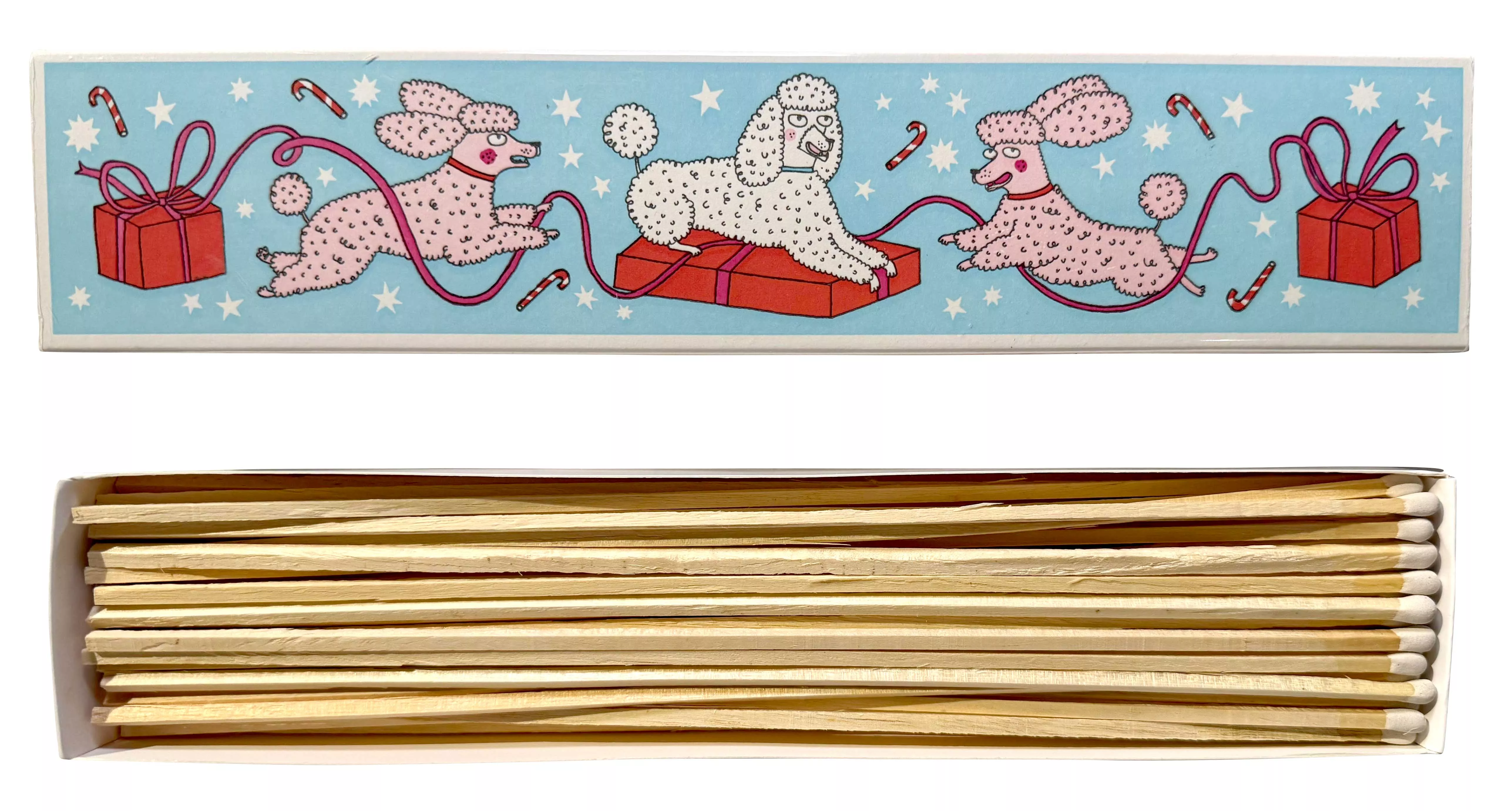 Boîte d'allumettes allongée - Chrismas Poodles Long
