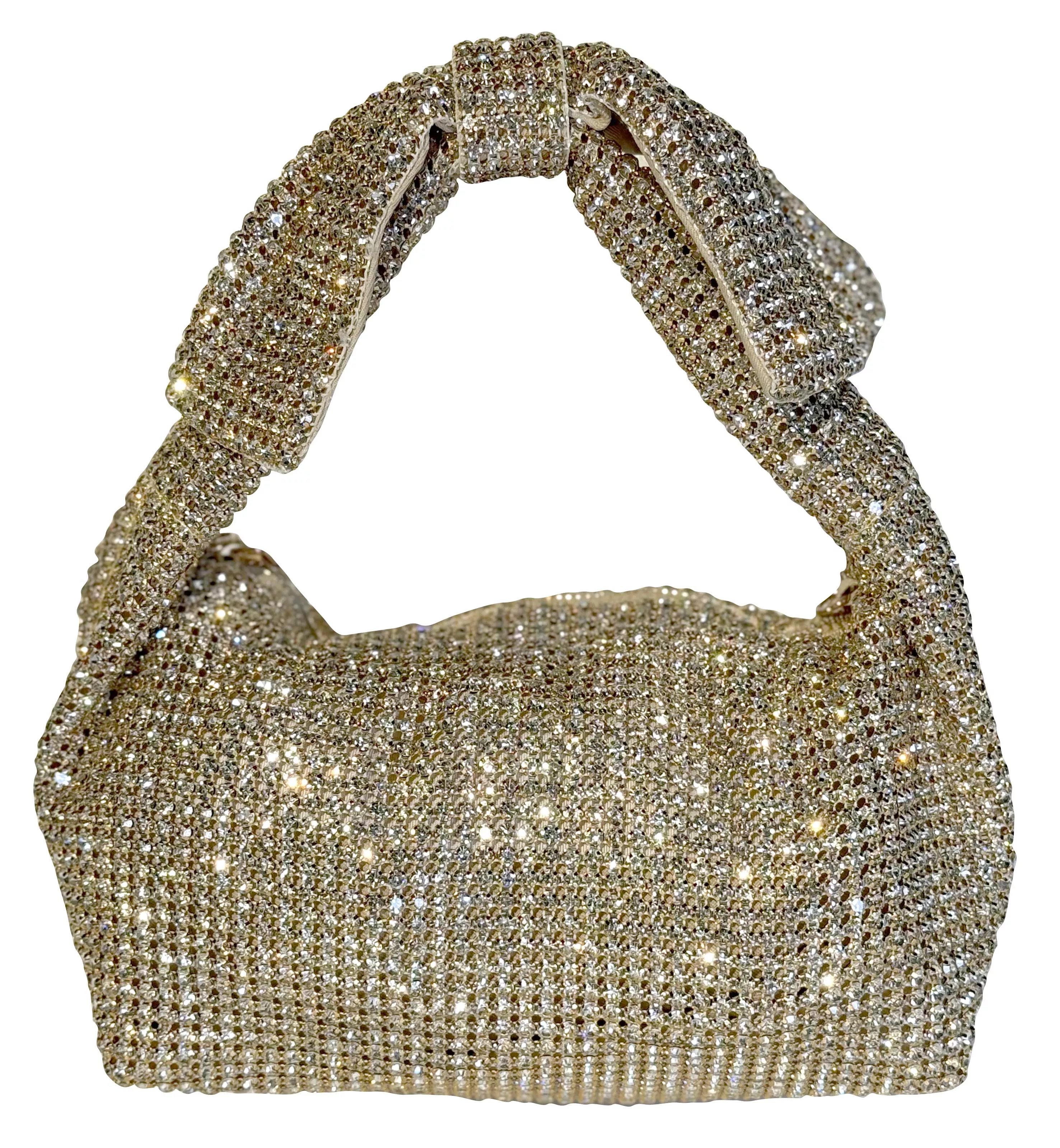 Sac en strass noeud papillon doré
