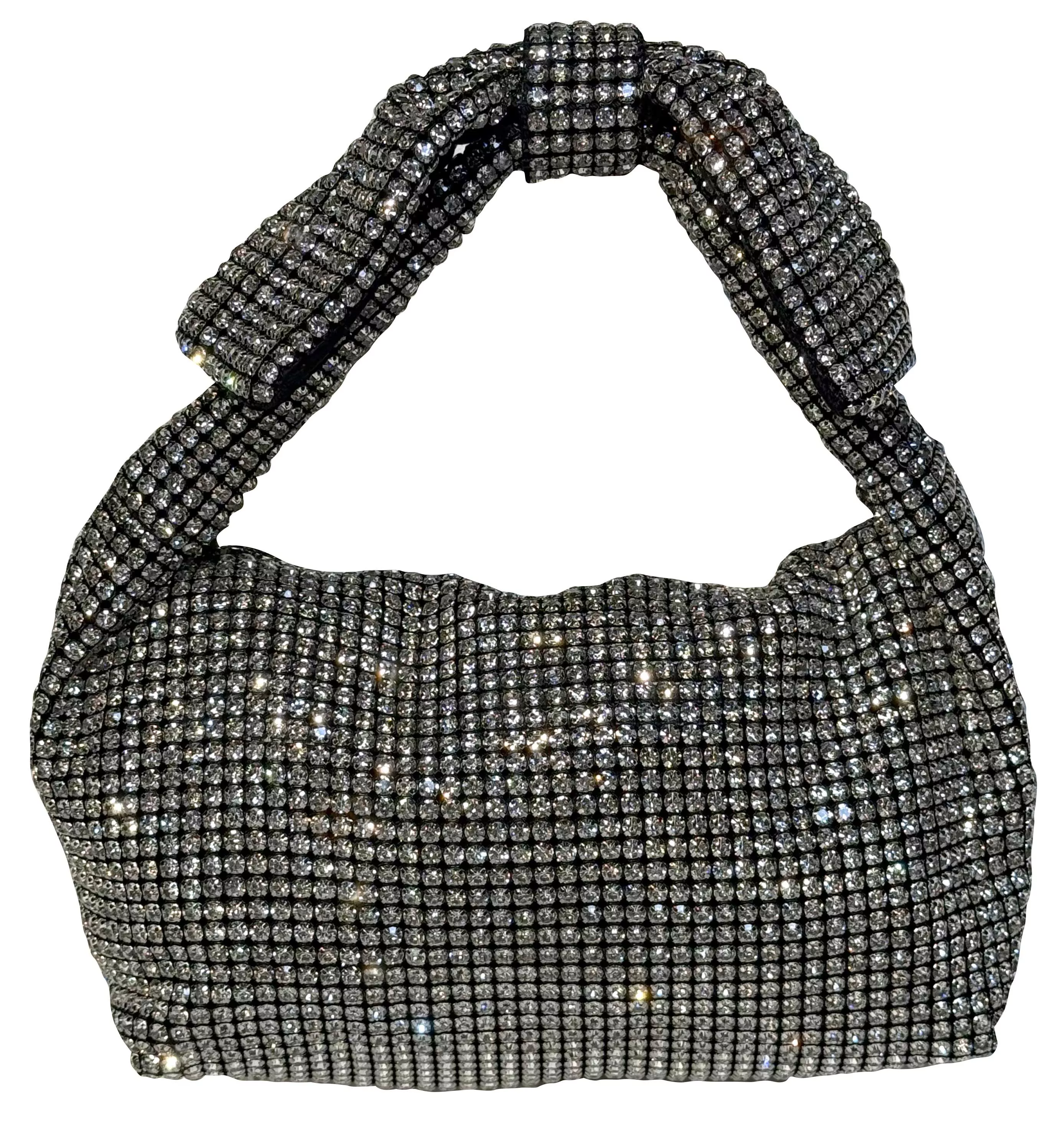 Sac en strass noeud papillon noir et argent