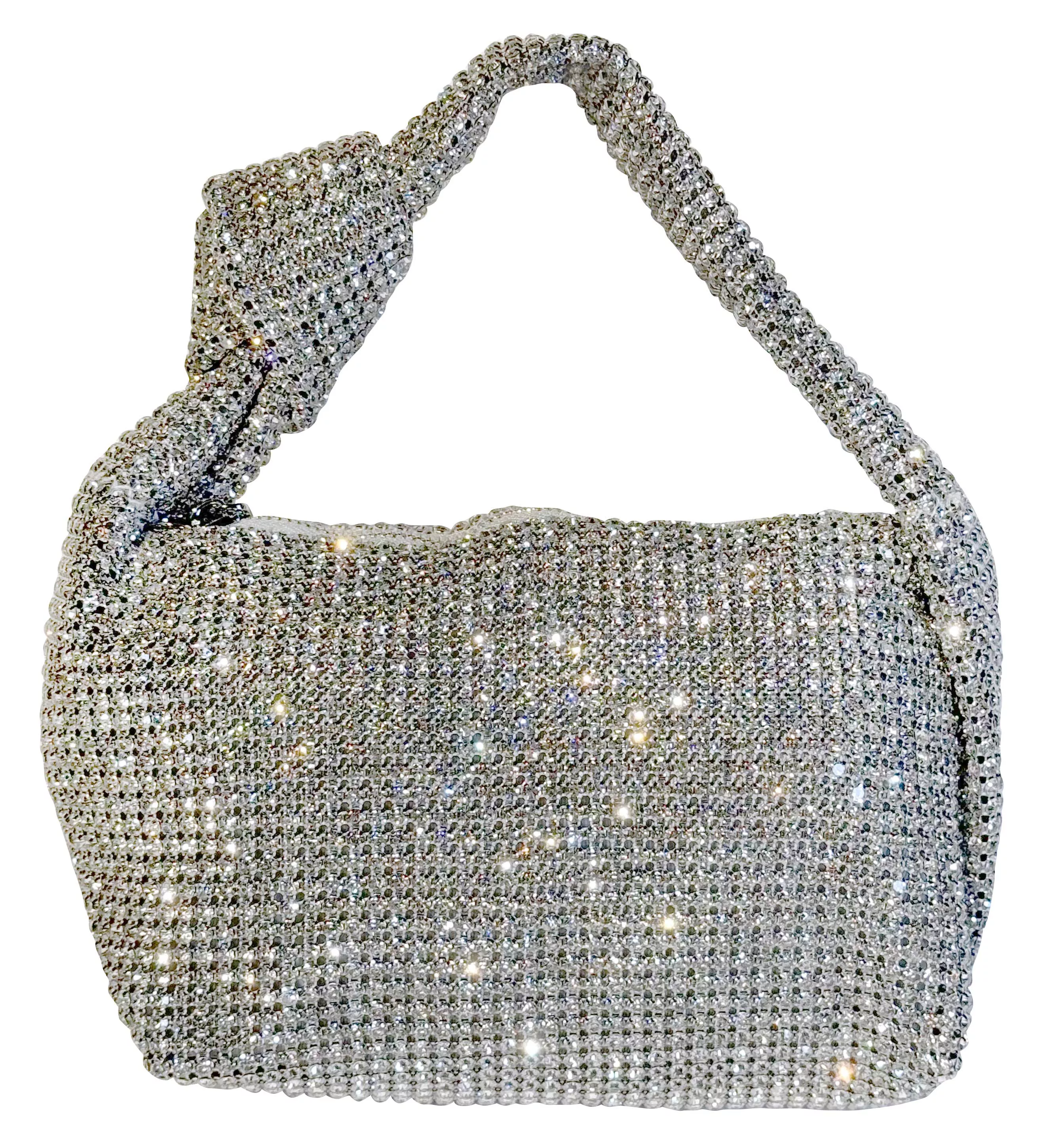 Sac noeud en strass argenté