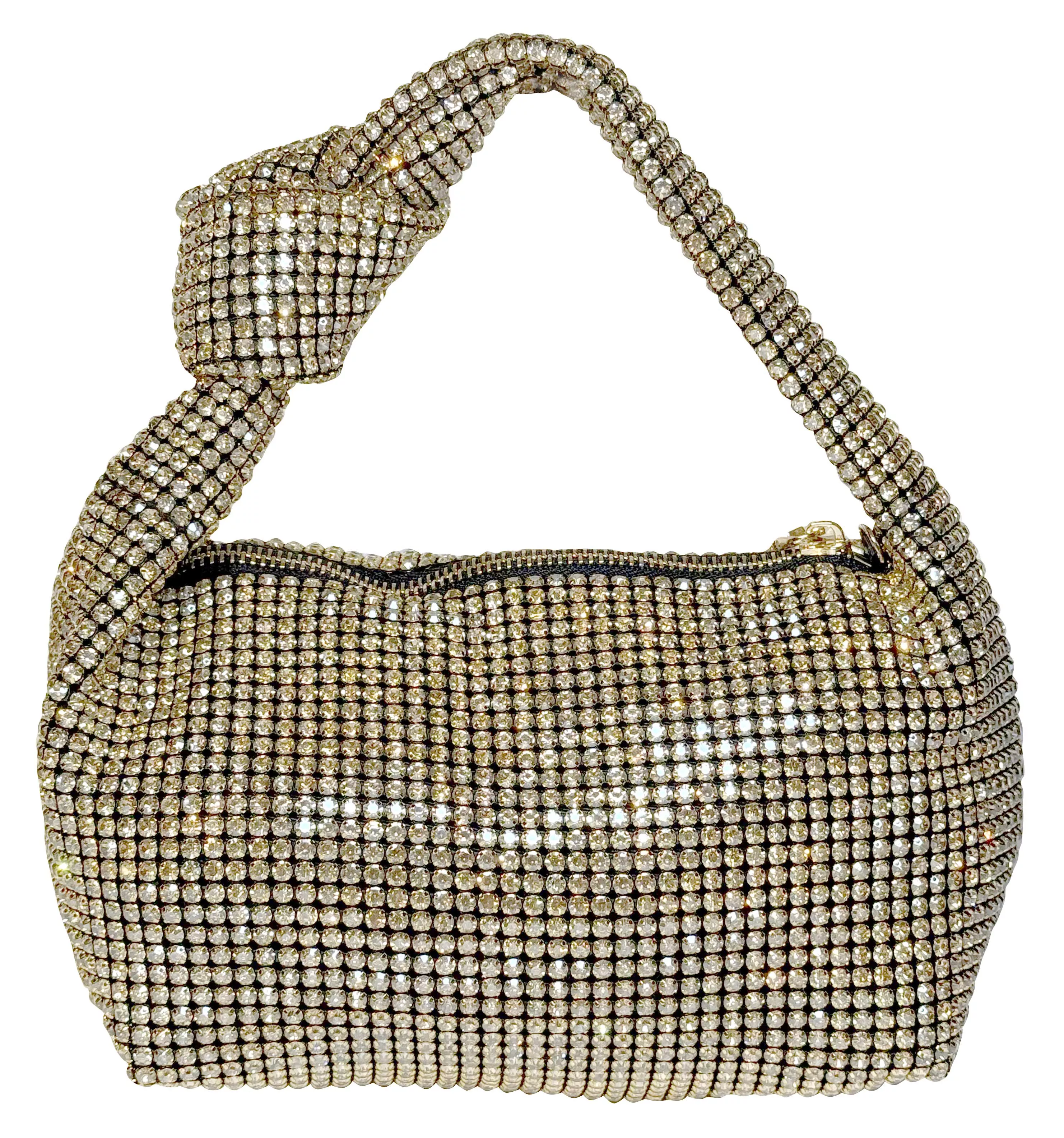 Sac noeud en strass doré