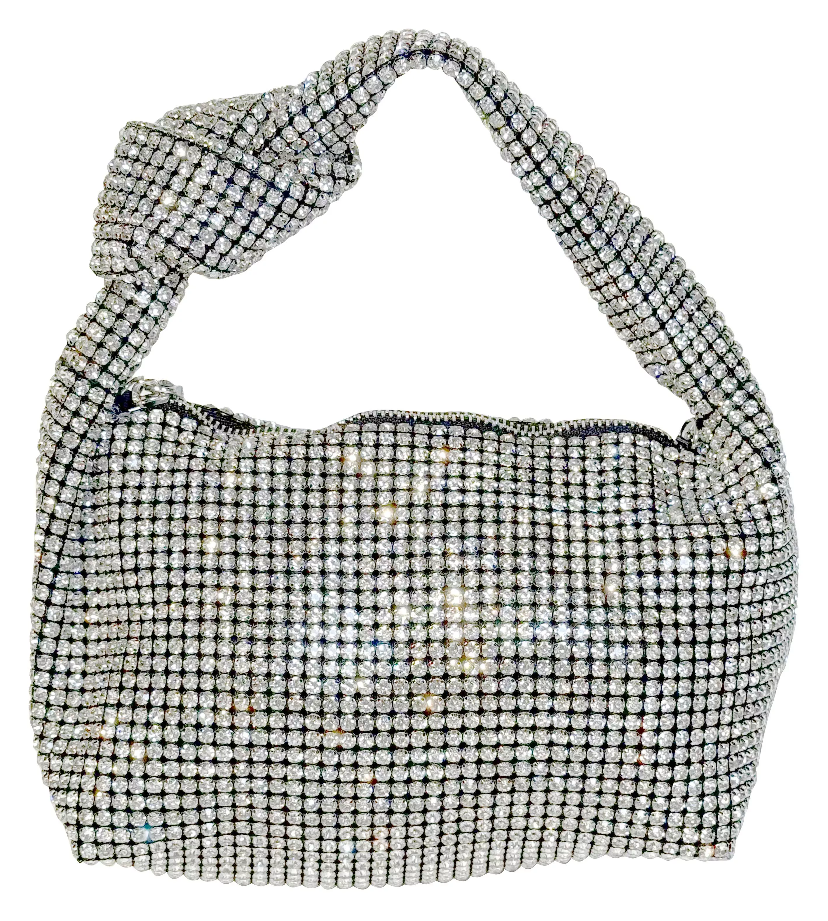 Sac noeud en strass noir et argent