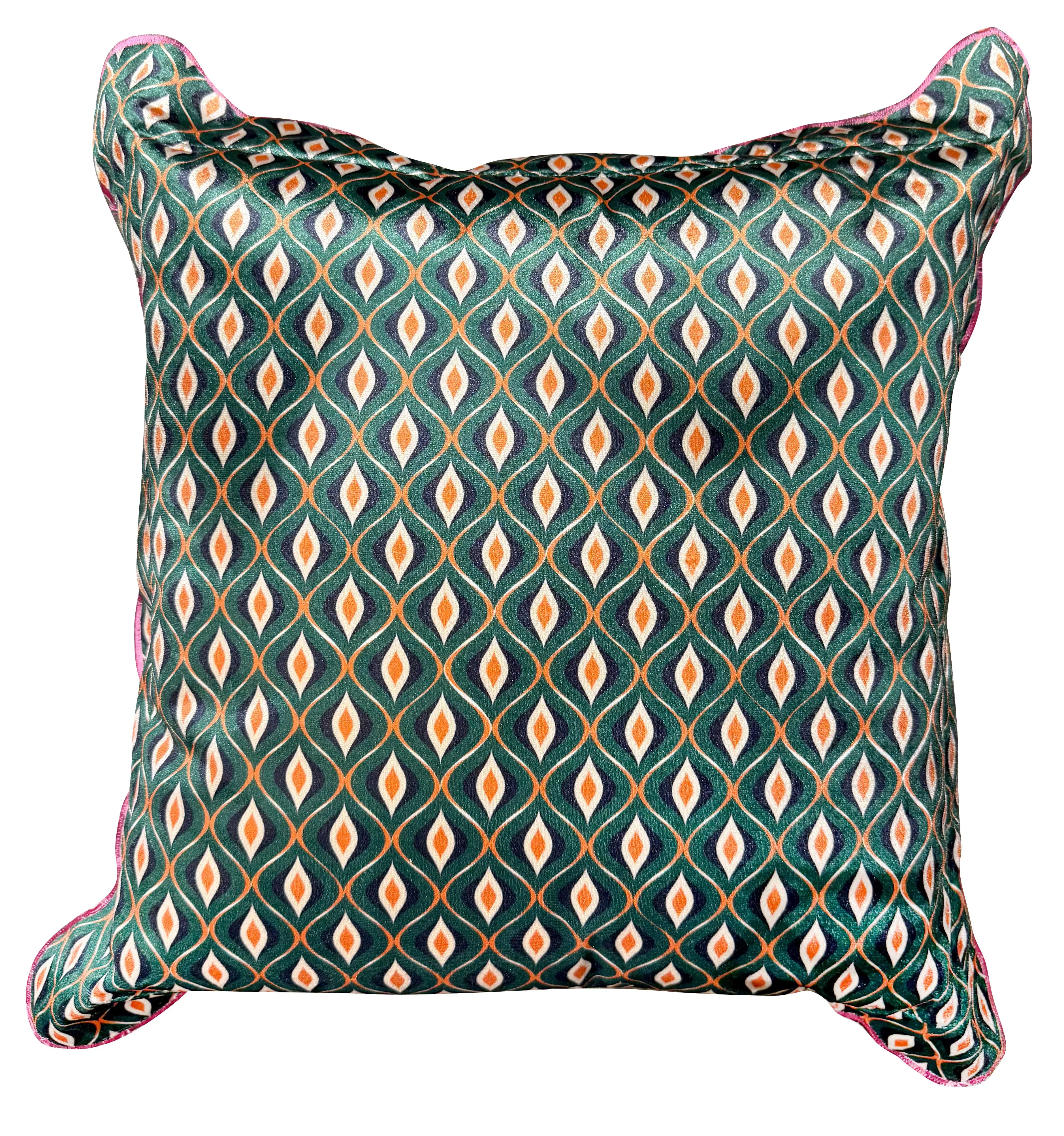 Grünes Samtkissen mit Muster - 45x45