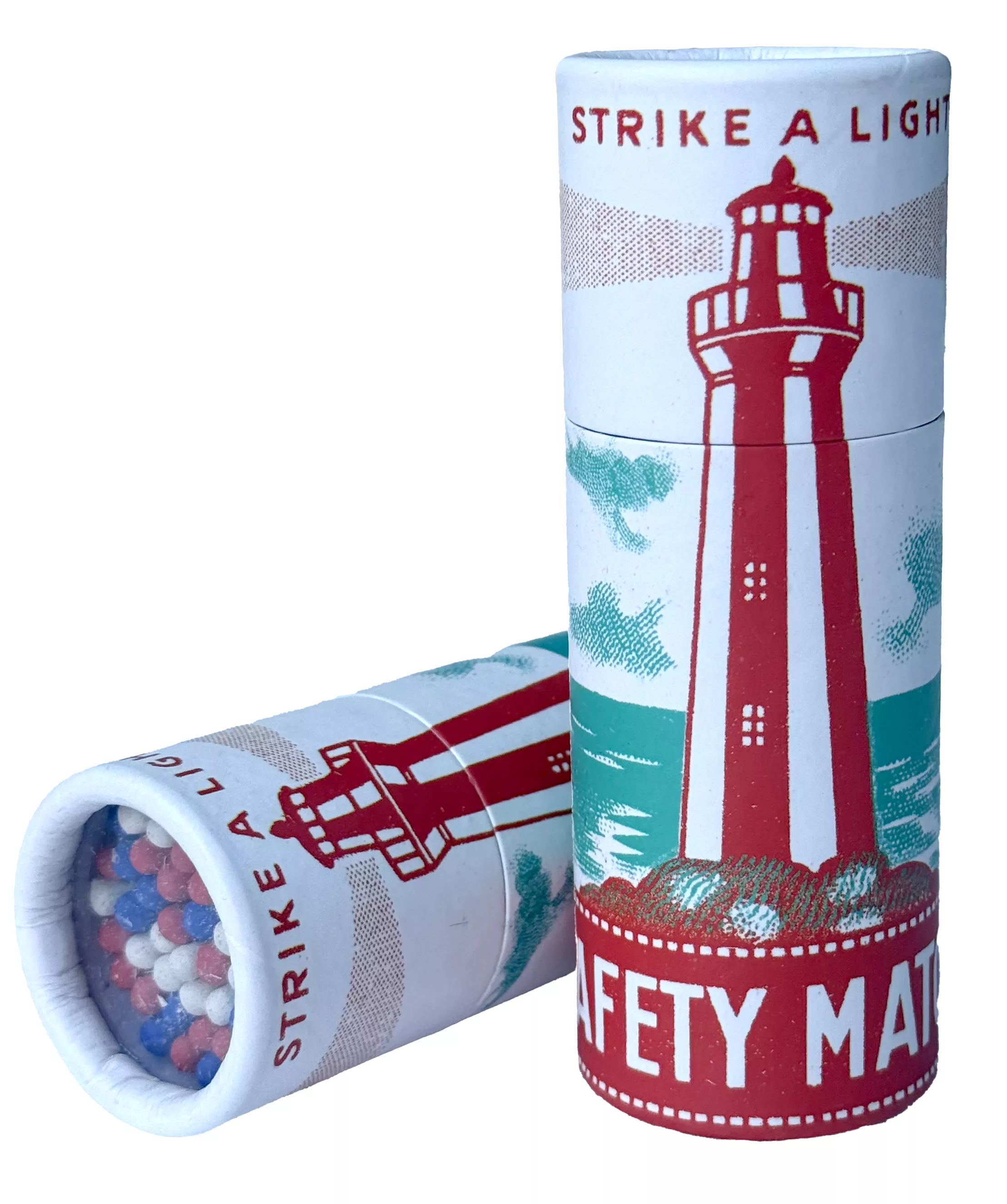 Zylindrische Streichholzschachtel „Der Leuchtturm“